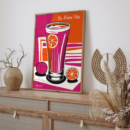 Colorful Groovy Italian La Dolce Vita Art Print