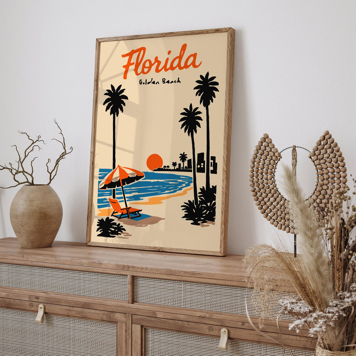 Florida Golden Beach Travel Poster
