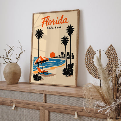 Florida Golden Beach Travel Poster