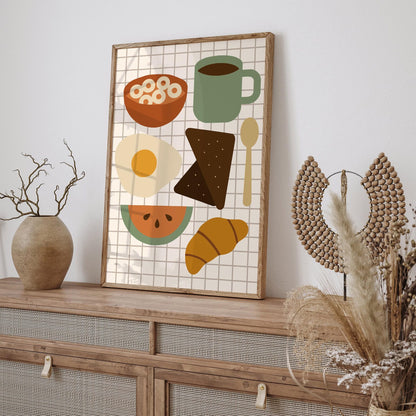 Retro Scandinavian Breakfast Art Print for Kitchen Wall Decor