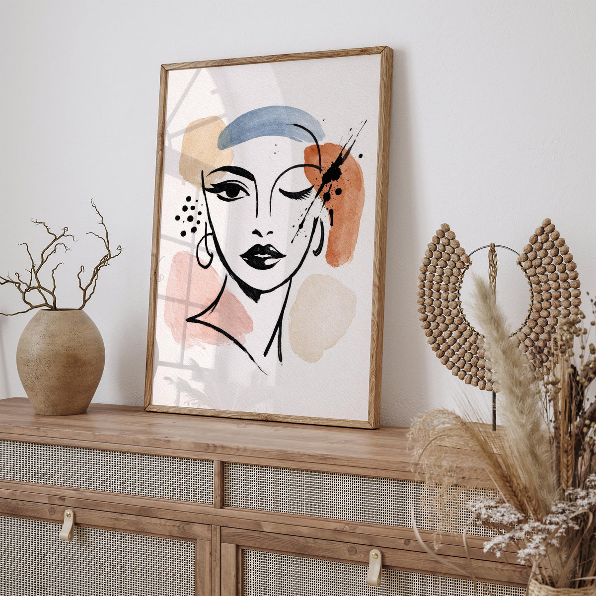 Woman Face Sketch Art Poster