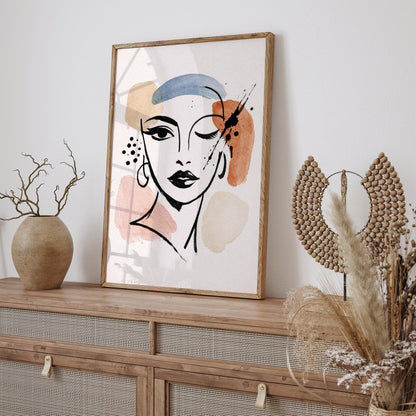 Woman Face Sketch Art Poster