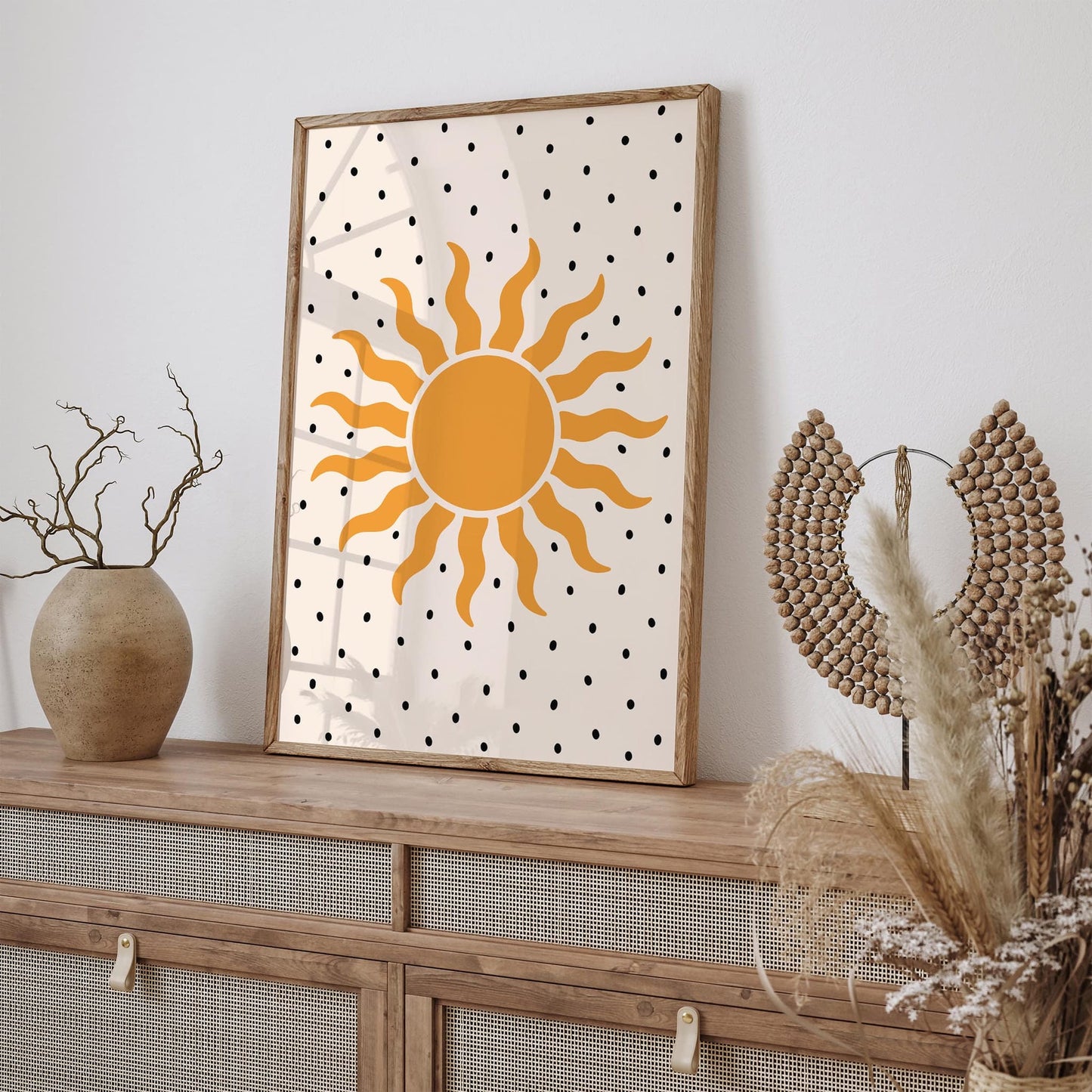 Yellow Sun Poster -Mid Century Modern Design
