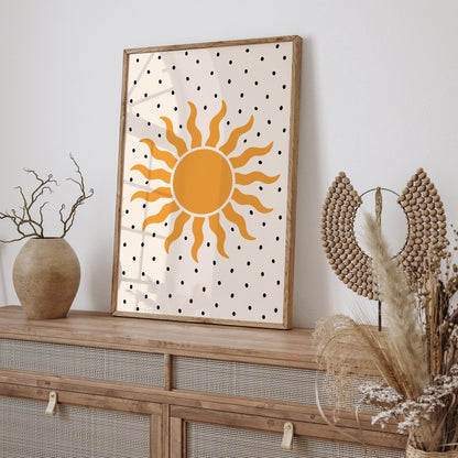 Yellow Sun Poster -Mid Century Modern Design