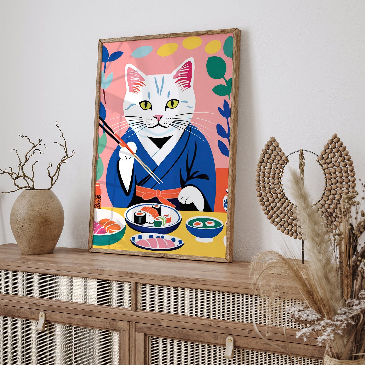 Cat Sushi Master Art Print 2024