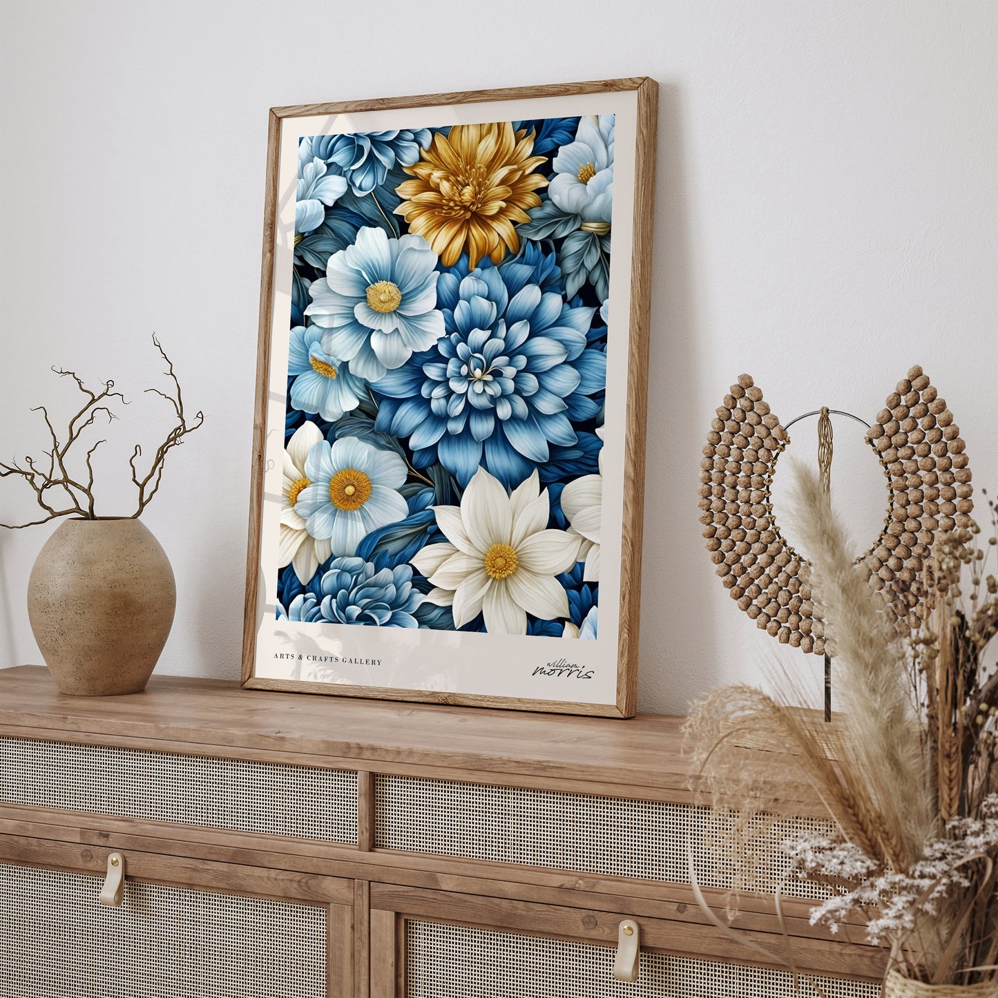 Blue Elegant Floral Morris Poster