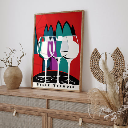 Retro Wine Poster - French Belle Terroir Wall Art