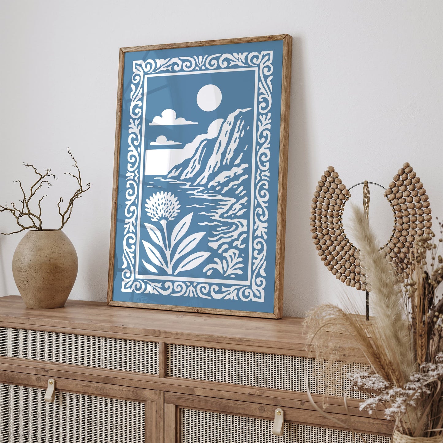 Blue Tropical Landscape Poster