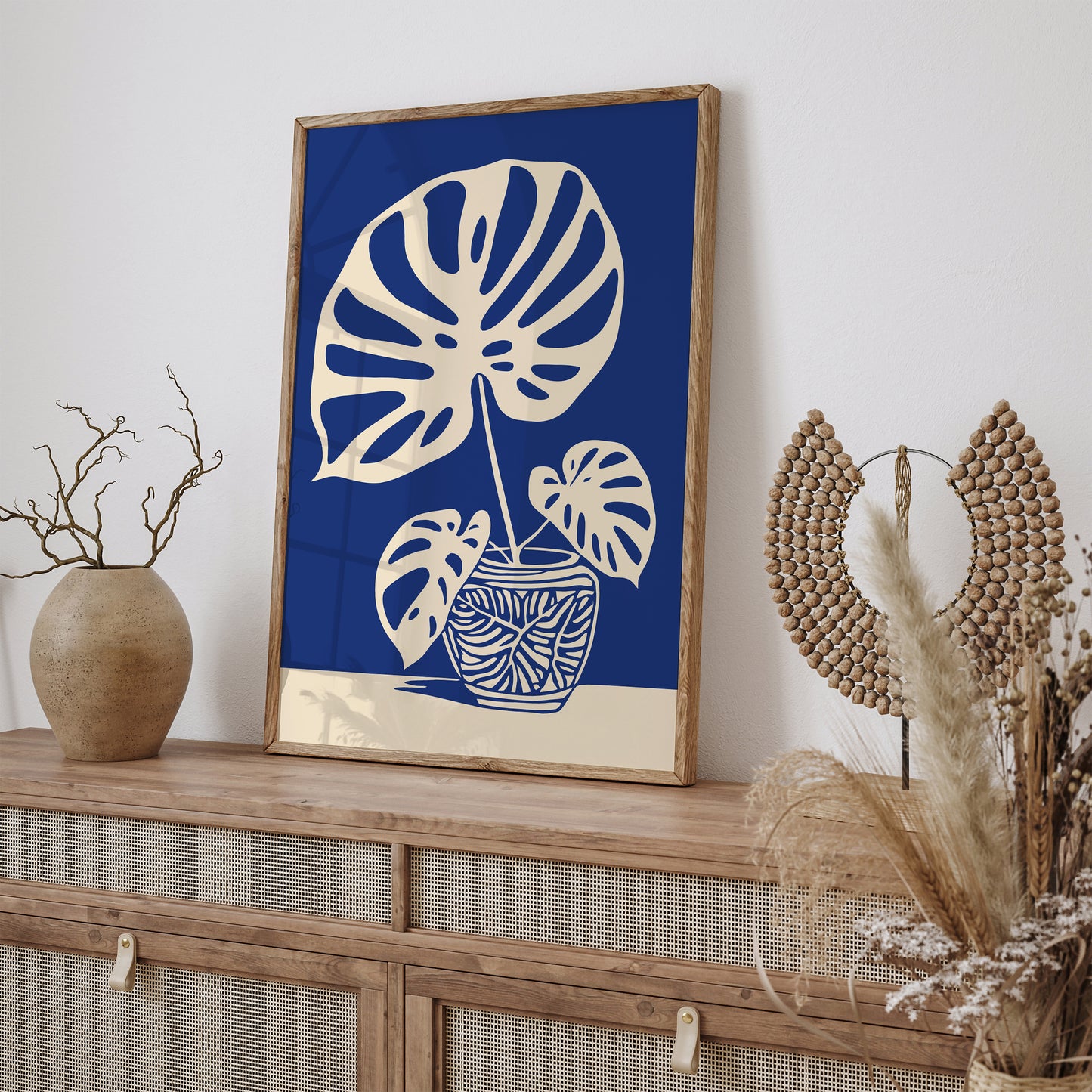 Big Monstera Plant Blue Poster