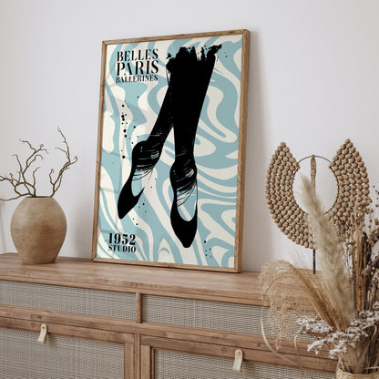 Belles Ballerines Paris Blue Art Print