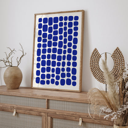 Mid Century Modern Abstract Blue Art Print