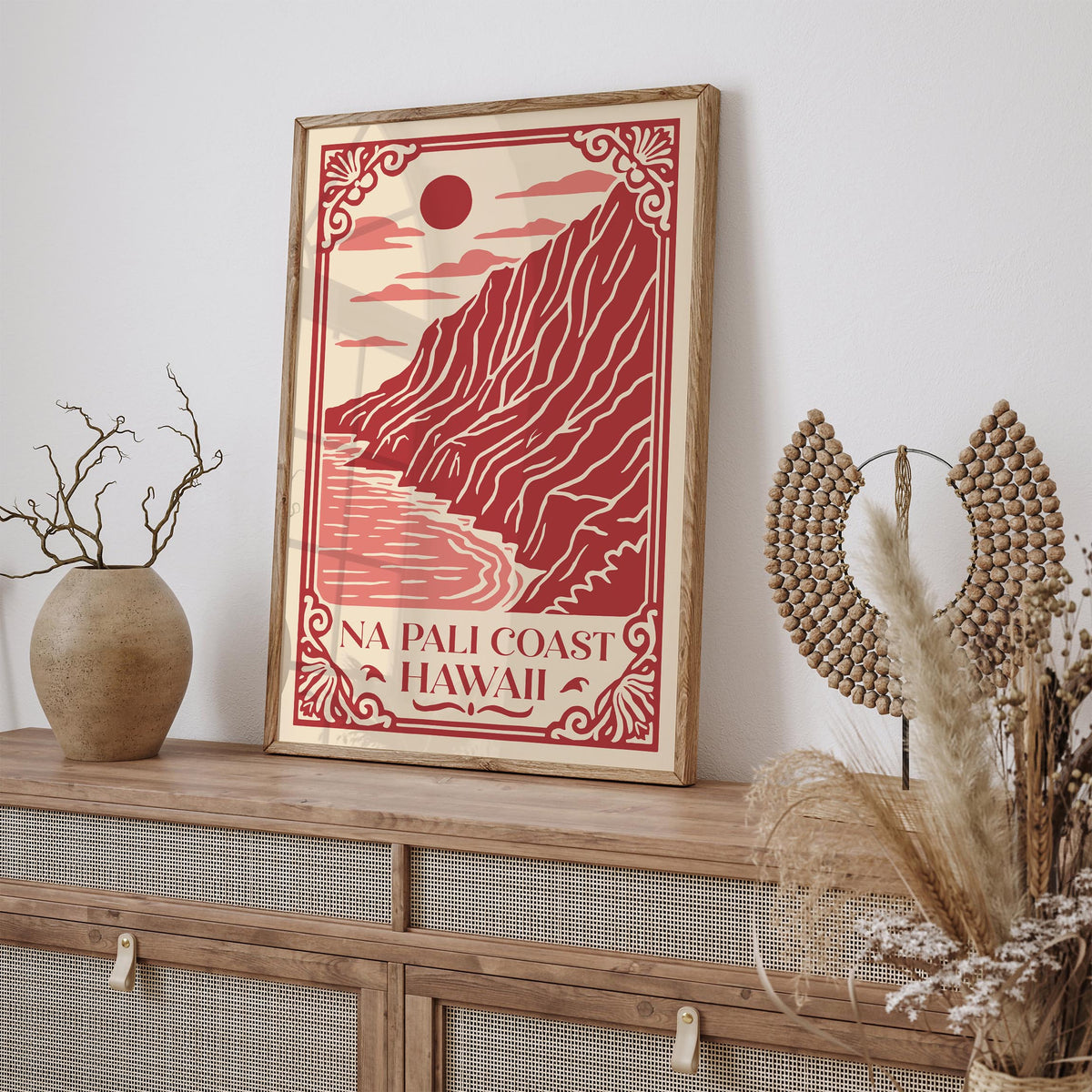 Pink Na Pali Coast Travel Poster