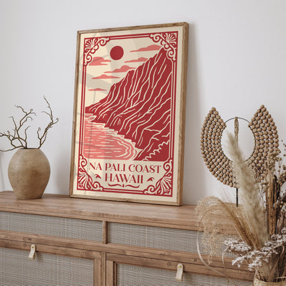 Pink Na Pali Coast Travel Poster