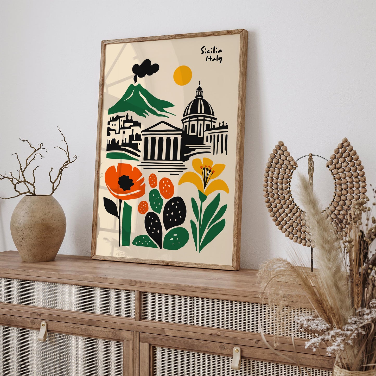Sicilia Italy Travel Poster – Modern Italian Wall Art Print