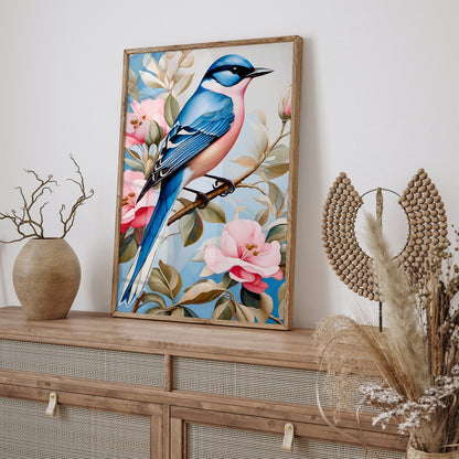 Blue Bird Floral Elegant Poster