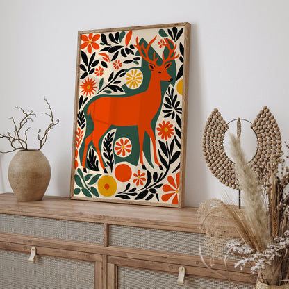 Deer in Forest Paper Nature Poster