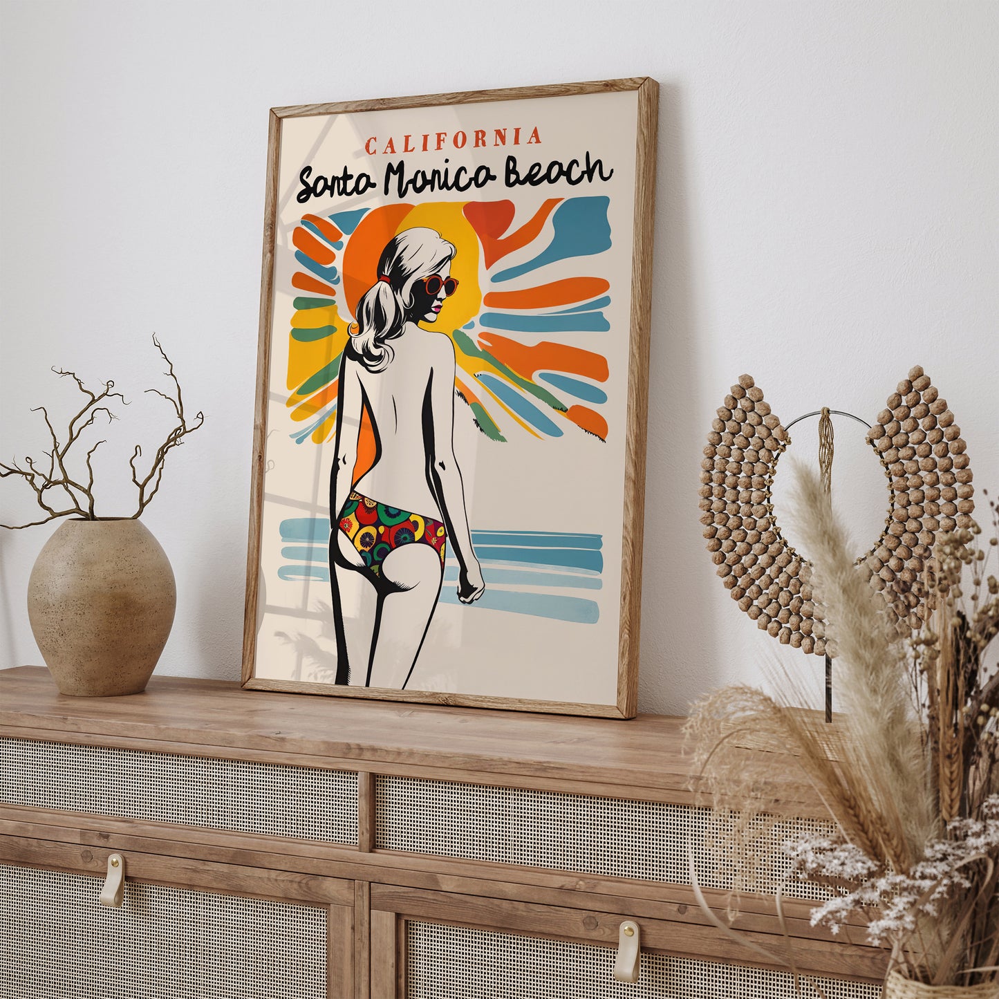 Santa Monica Beach Retro Travel Poster