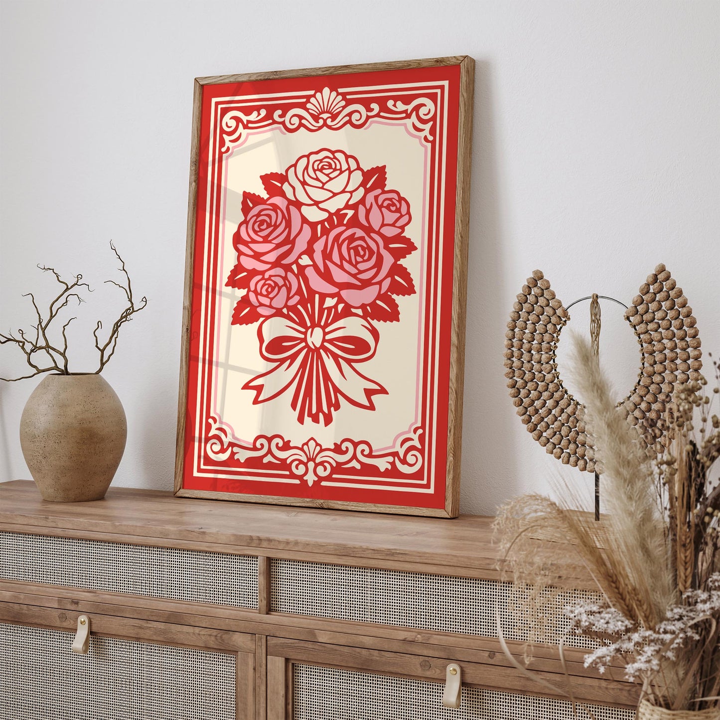 Pink Rococo Roses Poster – Romantic Floral Wall Art