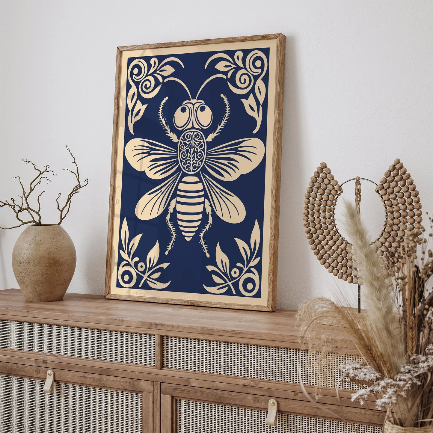 Navy Blue Fly Bug Poster