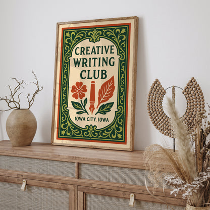 Iowa City Writing Club Poster – Rococo Green Art Print