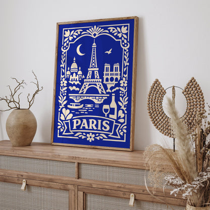 Paris Blue Travel Poster