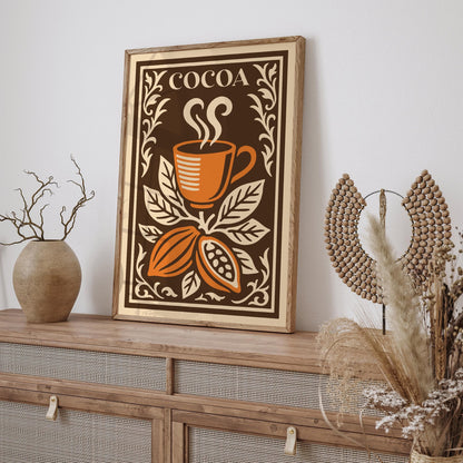 Cocoa Hot Drink Poster - Cozy Autumn Kitchen Wall Art Decor