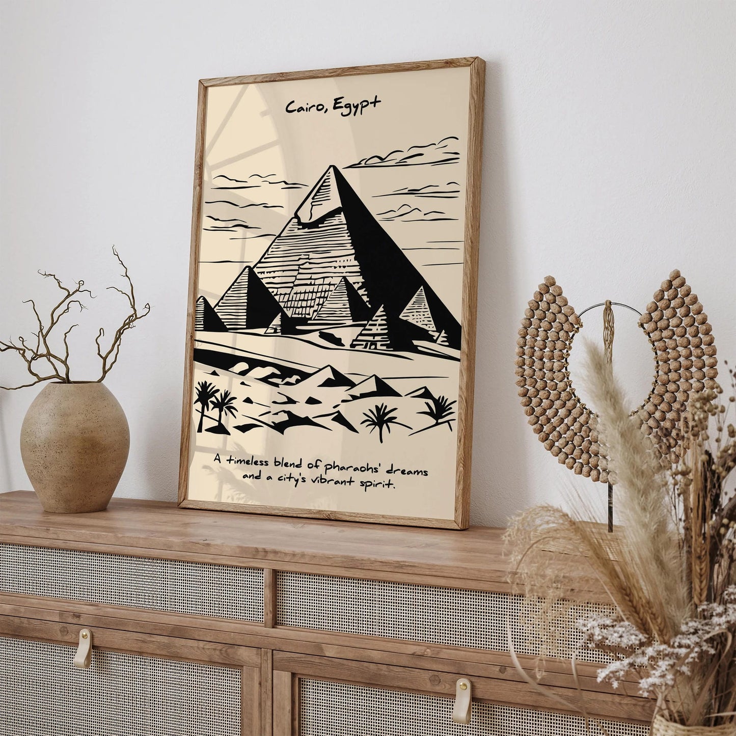 Cairo Egypt Black Ink Wall Art Poster