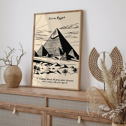 Cairo Egypt Black Ink Wall Art Poster