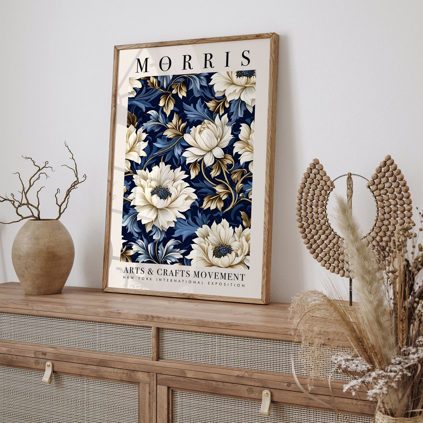 Navy Blue Botanical William Morris Poster