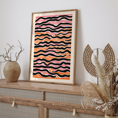 Mid Century Modern Abstract Wavy Art Print