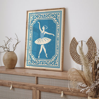 Mystical Ballerina Poster - Blue Dancer Kids Wall Art
