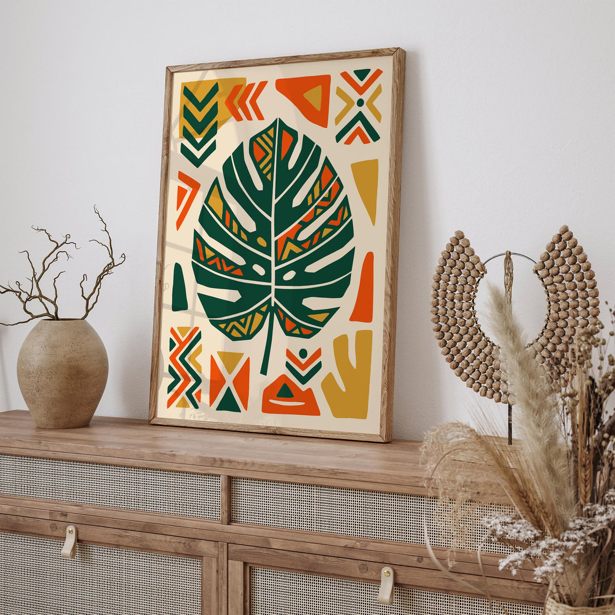 Afrohemian Monstera Leaf Art Poster