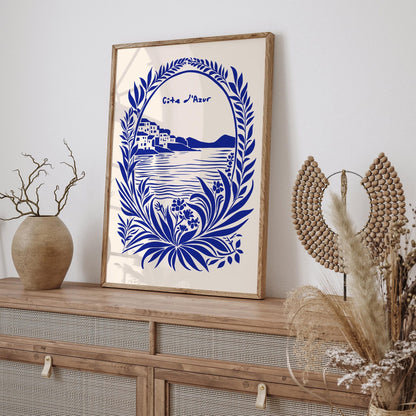 Cote d Azur French Blue Travel Art Print
