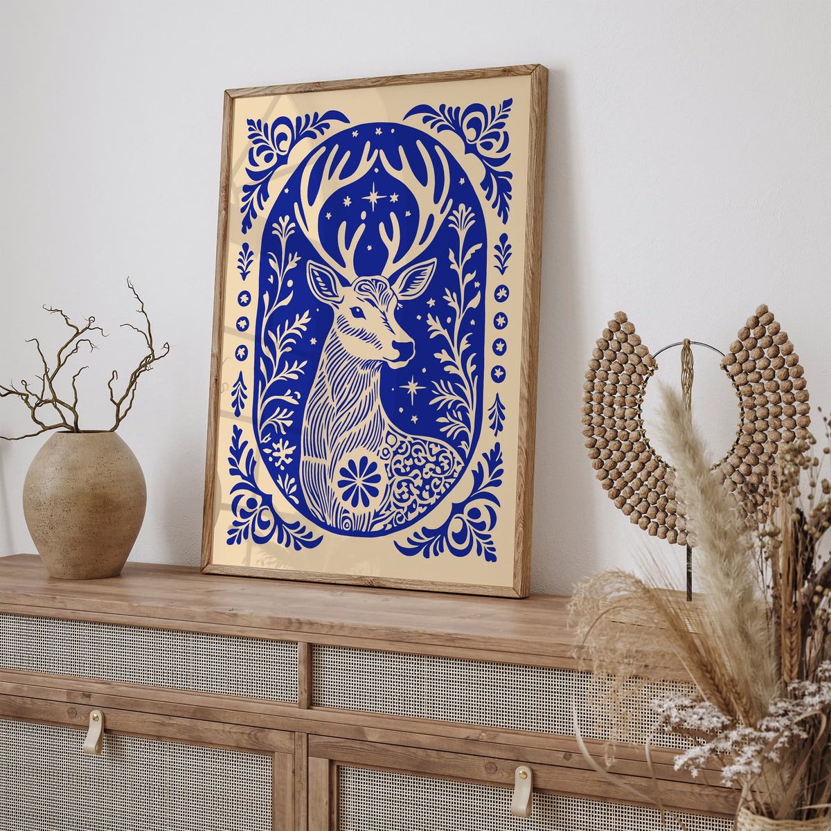 Blue Reindeer Art Poster