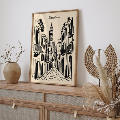 Barcelona Cityscape Poster