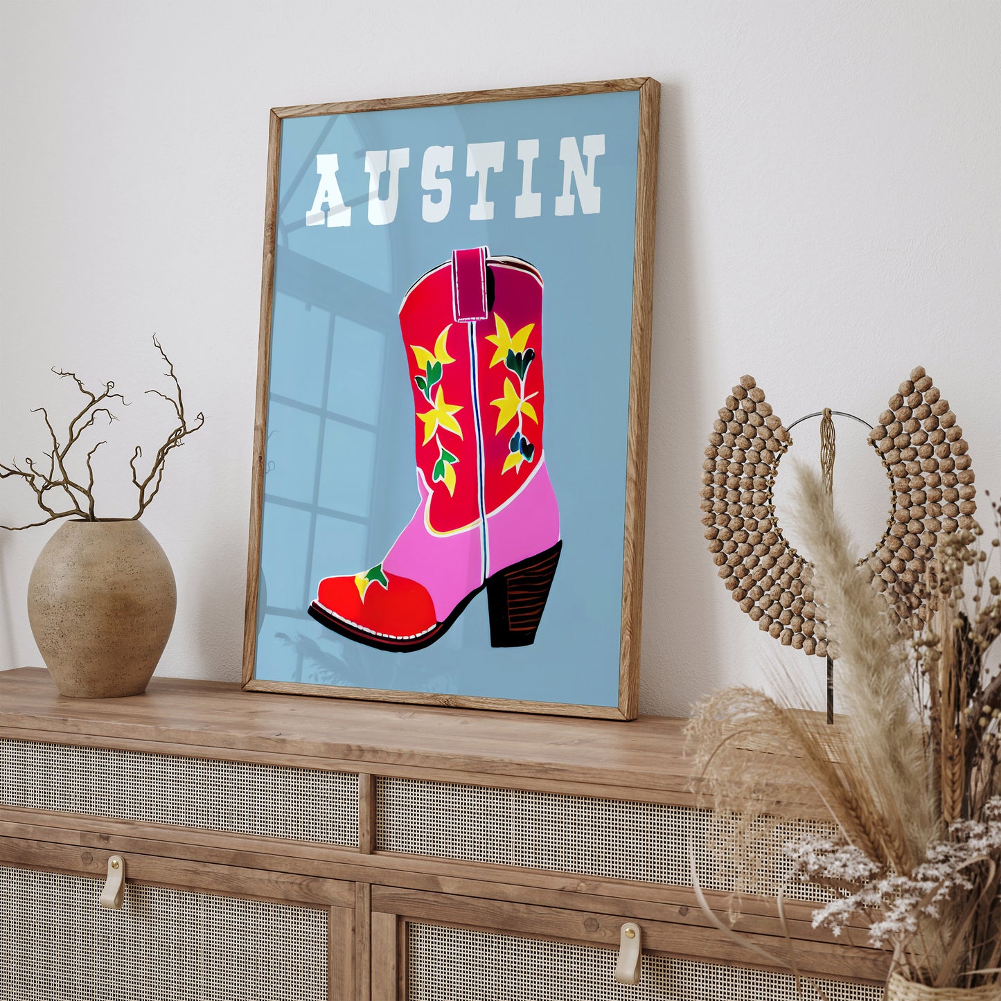 Austin Texas Poster - Cowgirl Boot