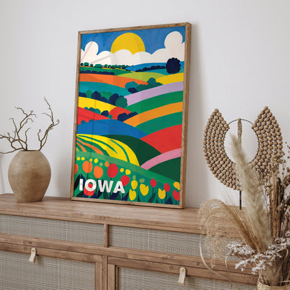 Retro Iowa Art Print - Classic Travel Wall Art