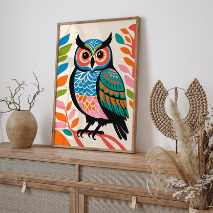 Colorful Owl Wall Art Kids Room Decor