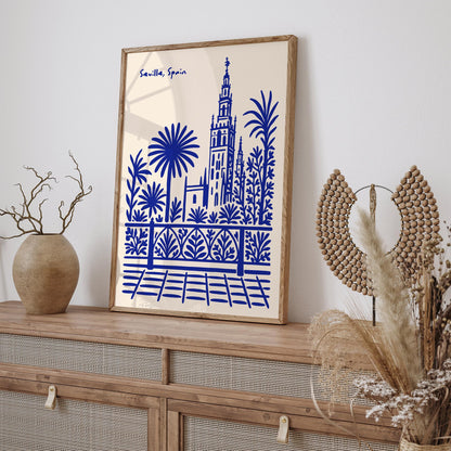 Seville, Spain Blue Travel Poster