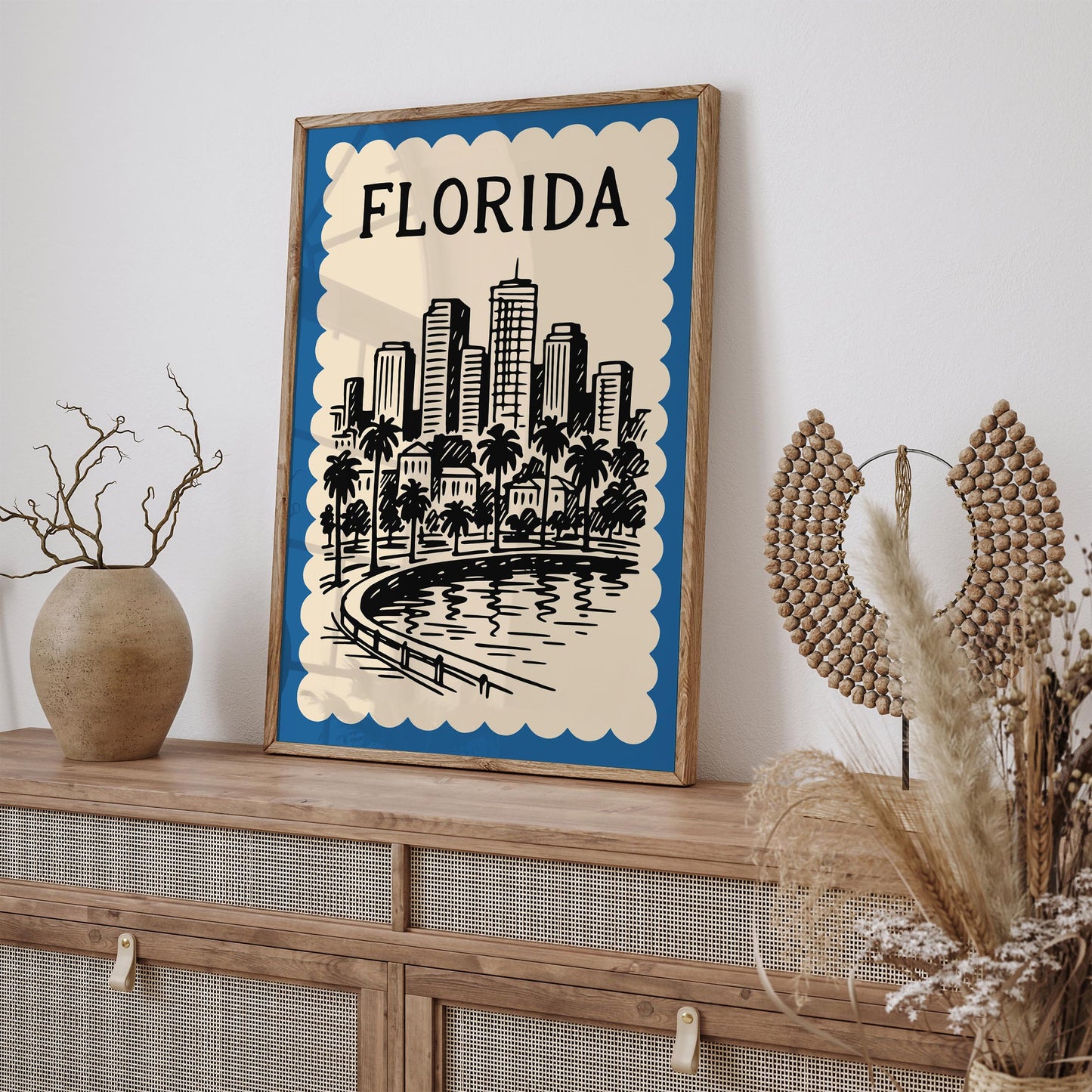 Florida Cityscape Poster - Blue Travel Wall Art 2026