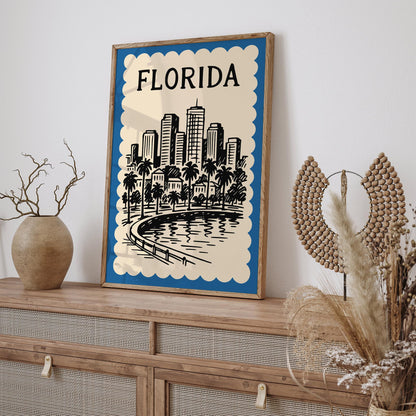 Florida Cityscape Poster - Blue Travel Wall Art 2026