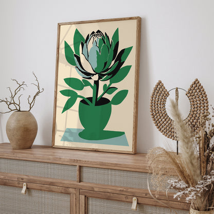 Green Artichoke Flower Art Print