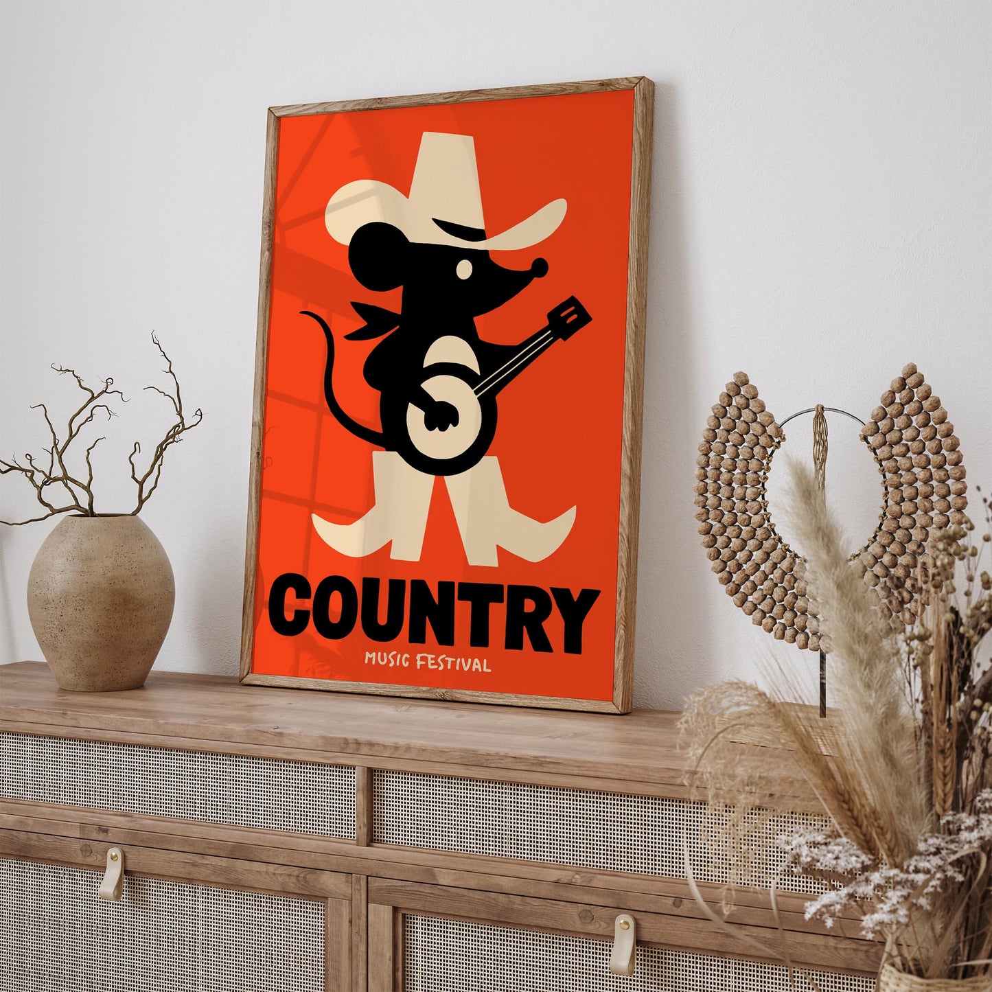 Little Mouse Country Musician Poster - Retro Mancave Wall Decor