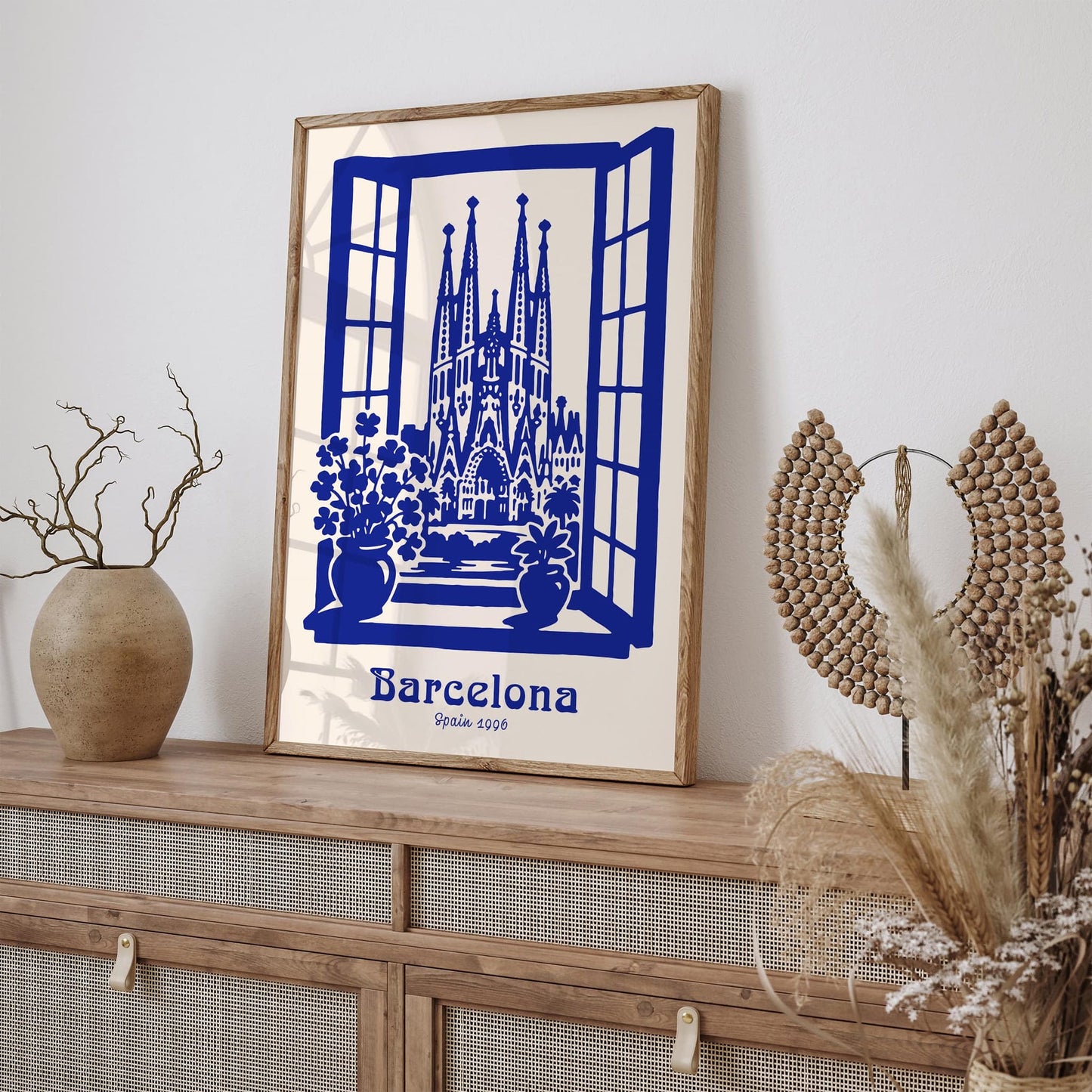 Barcelona Spain Scenic Art Print - Blue Travel Poster