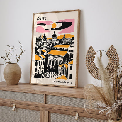 Rome Cityscape Poster - Italy Travel Wall Art Print