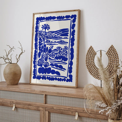 Blue Ink Wall Art – Travel Scenic Poster
