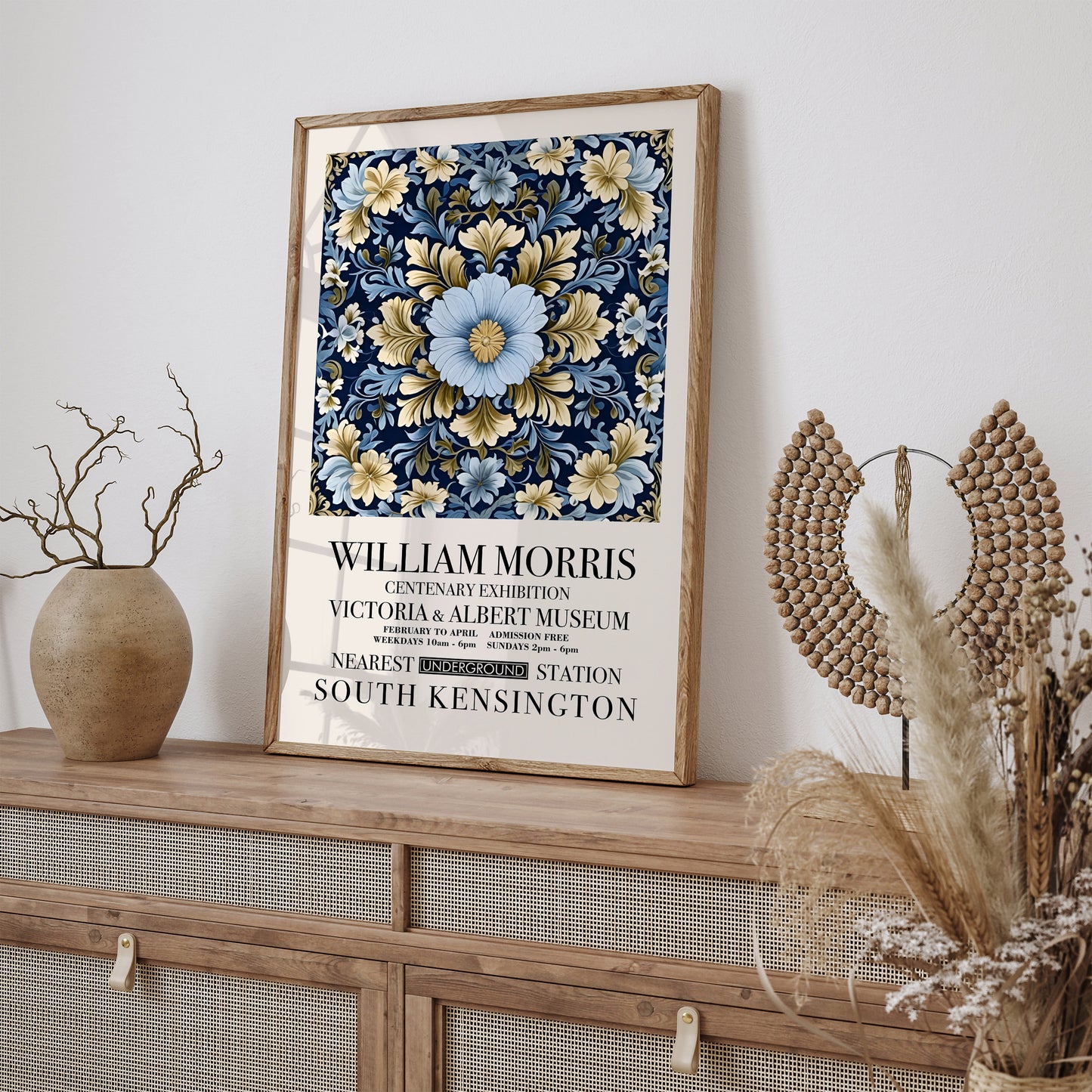 W. Morris Blue Floral Victorian Art Print