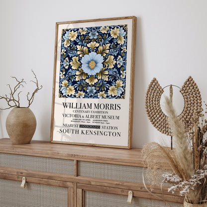 W. Morris Blue Floral Victorian Art Print