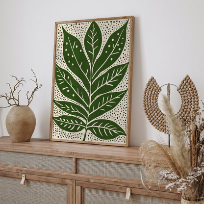 Rustic Green Leaf Vintage Art Print