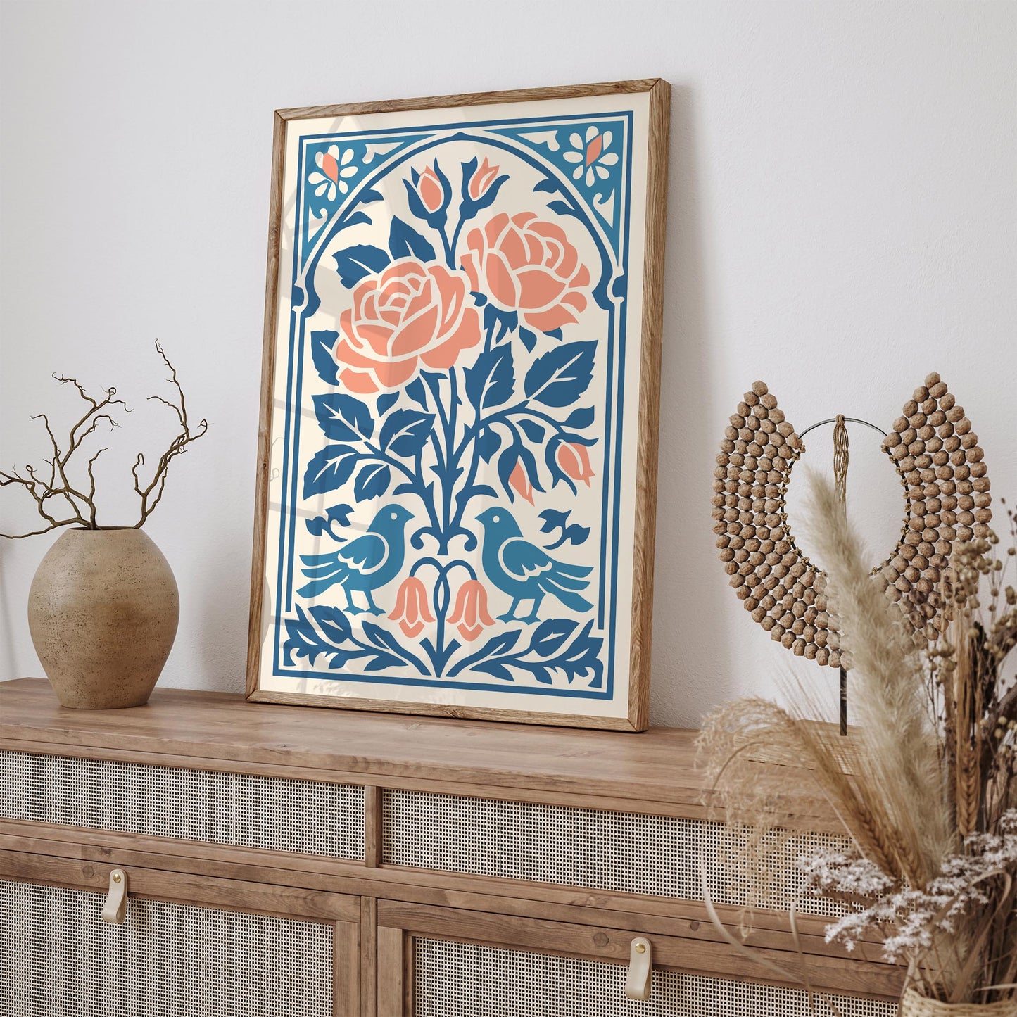 Roses & Birds Wall Art Print